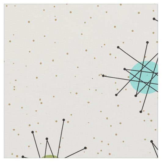 Iconic Atomic Starbursts Combed Cotton Fabric Stof (Close Up)