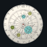 Iconic Atomic Starbursts Dart Board Dartbord<br><div class="desc">Dit Iconische atoomstootpatroon barst het Dart Board-patroon uit met iconische atomaire sterrenbursts. Dat klopt! De oude school, crèmekleurige achtergrond met gouden spugen is de perfecte achtergrond voor de levendige turquoise, het kalkselderij en kitschy peren groene cirkels. De vlekken van kleur worden sporadisch geplaatst in diverse grootte met het bekleden van...</div>