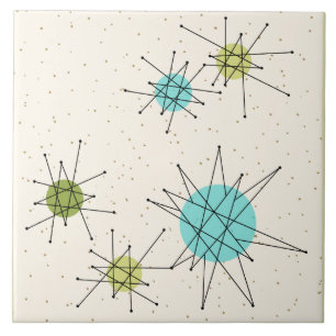 Iconic Atomic Starbursts grote keramische tegel Tegeltje