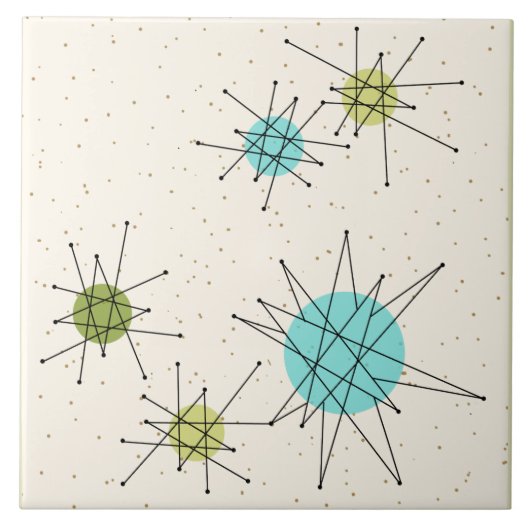 Iconic Atomic Starbursts grote keramische tegel Tegeltje (Voorkant)