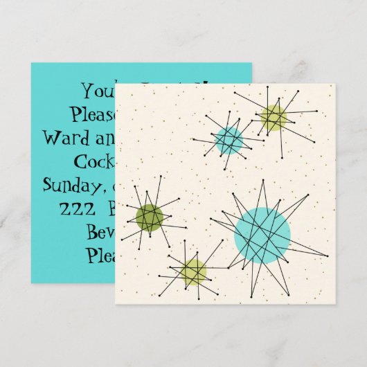 Iconic Atomic Starbursts Invitation Kaart (Voorkant / Achterkant)