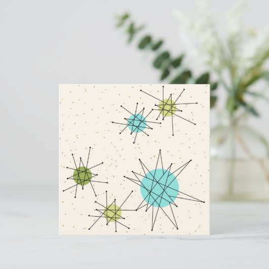 Iconic Atomic Starbursts Invitation Kaart (Staand voorkant)