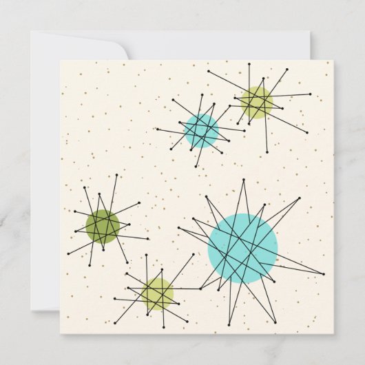 Iconic Atomic Starbursts Invitation Kaart (Voorkant)