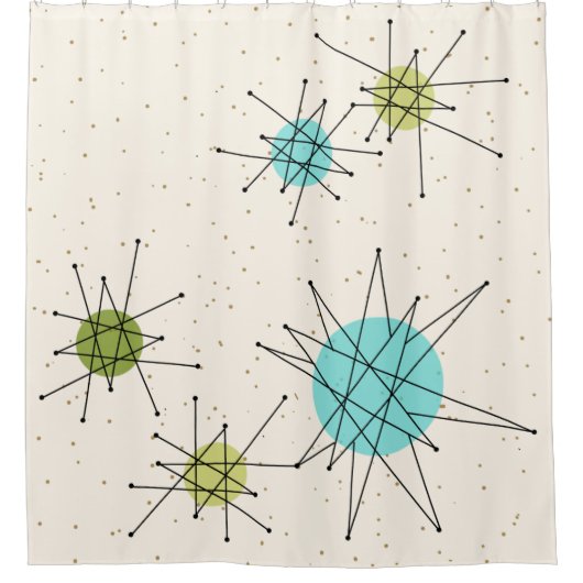 Iconic Atomic Starbursts Shower Curtain Douchegordijn (Voorkant)