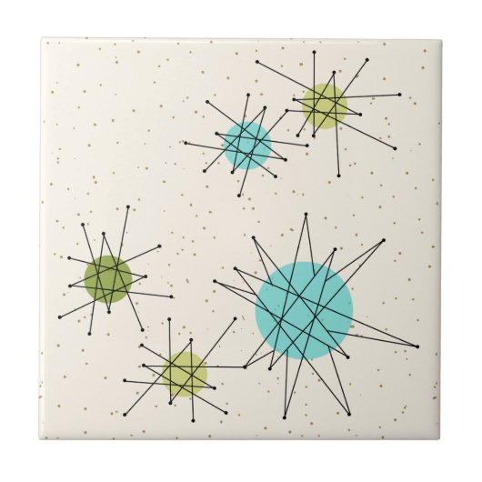 Iconic Atomic Starbursts Small Ceramic Tile Tegeltje (Voorkant)