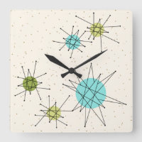 Iconic Atomic Starbursts Square Wall klok