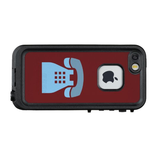 Iconic Blue Retro-telefoon op elke kleur LifeProof iPhone Hoesje (Achterkant (horizontaal))