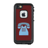 Iconic Blue Retro-telefoon op elke kleur LifeProof iPhone Hoesje (Achterkant)