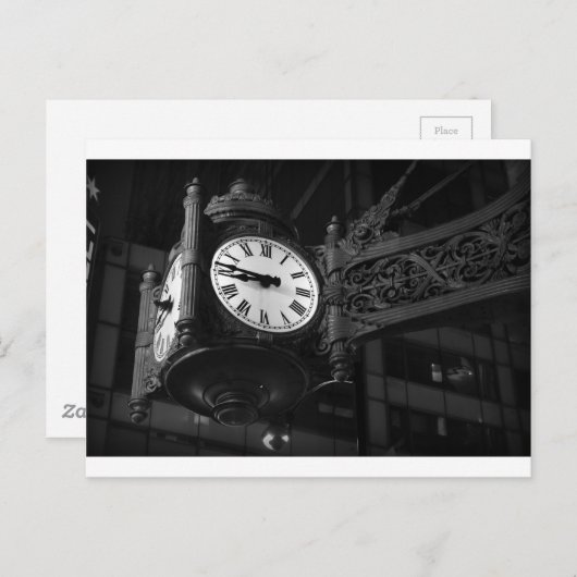 Iconic Chicago Landmark Clock Briefkaart (Voorkant / Achterkant)
