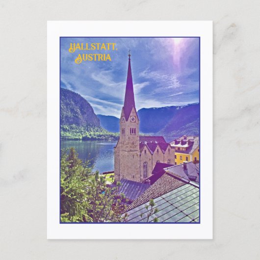 ICONIC CHURCH STEEPLE, HALLSTATT, AUSTRIA BRIEFKAART (Voorkant)