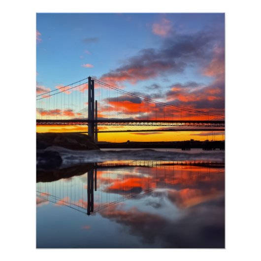 Iconic Forth Bridges Sunset Reflection Art Print  Perfect Poster (Voorkant)