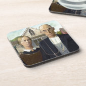 Iconic Grant Wood American Gothic Bier Onderzetter (Linkerzijde)