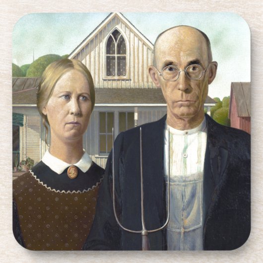 Iconic Grant Wood American Gothic Bier Onderzetter (Voorkant)