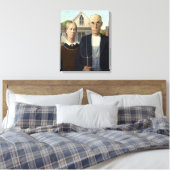 Iconic Grant Wood American Gothic Canvas Afdruk (Insitu (Slaapkamer))