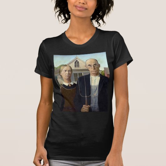Iconic Grant Wood American Gothic T-shirt (Voorkant)