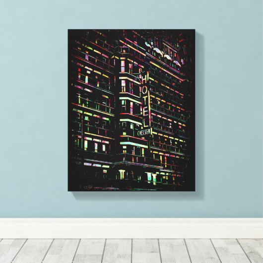 Iconic Hotel Chelsea New York Box Canvas Afdruk (Insitu (Houten vloer))