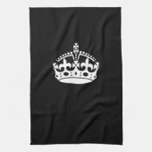 Iconic Keep Calm Crown on Black Theedoek (Verticaal)