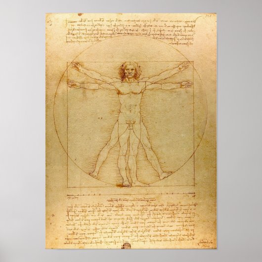 Iconic Leonardo da Vinci Vetruvian Man Poster (Voorkant)