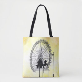 Iconic London Attraction Pen and Ink Yellow Base Tote Bag