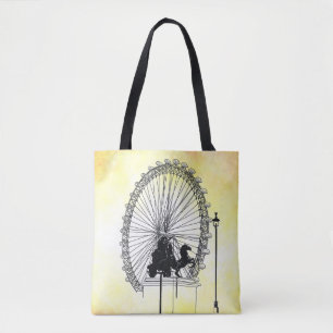 Iconic London Attraction Pen and Ink Yellow Base Tote Bag