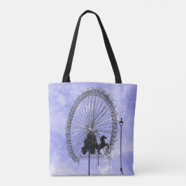 Iconic London Attraction Pen en Ink Blue Violet Tote Bag