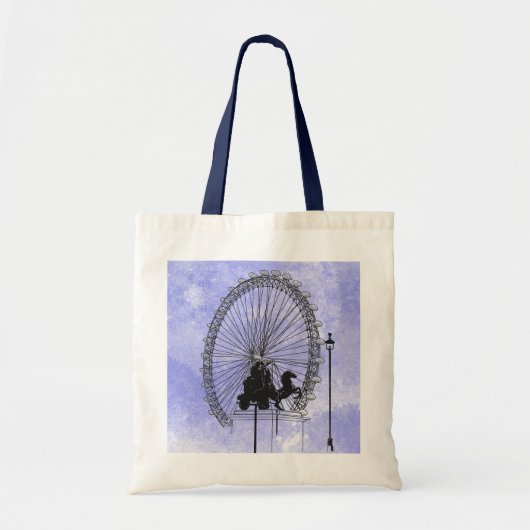 Iconic London Attraction Pen en Ink Blue Violet Tote Bag (Voorkant)
