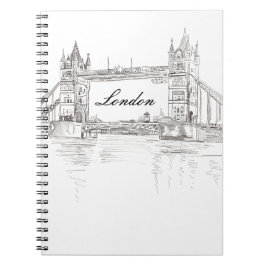 Iconic London Tower Bridge Black and White Tekenin Notitieboek