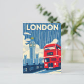 Iconic London UK Red Double Decker Bus Travel Briefkaart (Staand voorkant)