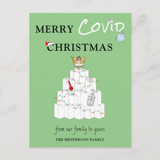 Iconic Merry Covid Kerstfeestdag Briefkaart (Voorkant)