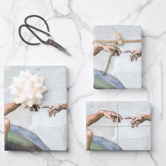 Iconic Michelangelo Creation of Adam Poster Inpakpapier Vel (Voorkant)