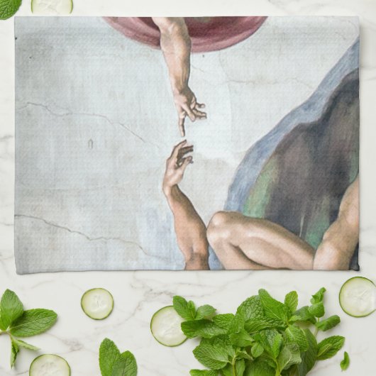 Iconic Michelangelo Creation of Adam Theedoek (Gevouwen)