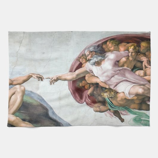 Iconic Michelangelo Creation of Adam Theedoek (Horizontaal)