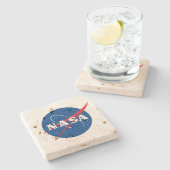Iconic NASA Square Geo Travertine Coaster Stenen Onderzetter (Zijkant)