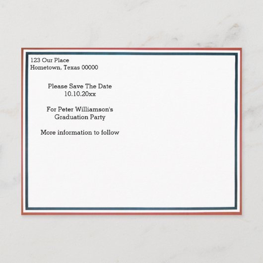 Iconic  oom Sam redt het Date Afstuderen Aankondigingskaart (Achterkant)