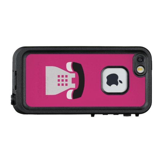 Iconic Pink Retro Telefoon op elke kleur LifeProof iPhone Hoesje (Achterkant (horizontaal))