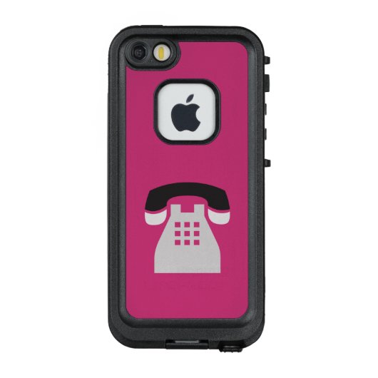 Iconic Pink Retro Telefoon op elke kleur LifeProof iPhone Hoesje (Achterkant)