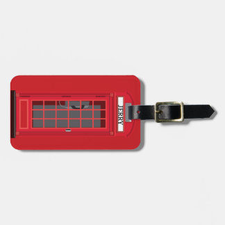 Iconic Red London Phone Booth with name reversible Bagagelabel