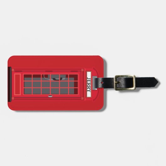 Iconic Red London Phone Booth with name reversible Bagagelabel (Voorkant horizontaal)