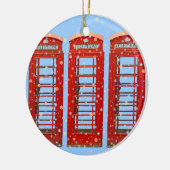 Iconic Red London Phone Boxes Pastel Snowflakes Keramisch Ornament (Links)