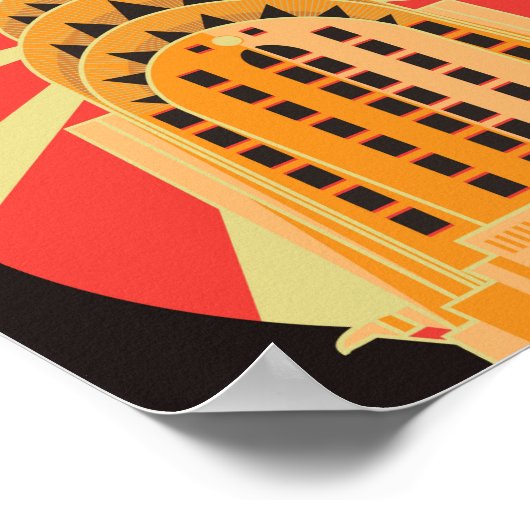 Iconic Retro Art Deco American Building Poster (Hoek)