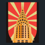 Iconic Retro Art Deco American Building Poster<br><div class="desc">Dit kunstdeco-ontwerp kenmerkt een groot retro gebouw met een rode en witte straal barst achtergrond achter het gebouw. #building #tower #retro #artdeco #american #iconic #structure #trendy #cool</div>