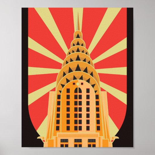 Iconic Retro Art Deco American Building Poster (Voorkant)