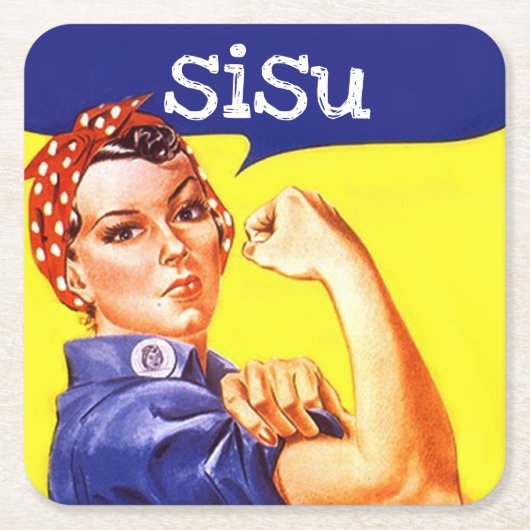 Iconic Rosie de koele kalmte van de Riveter sisu Kartonnen Onderzetters (Voorkant)