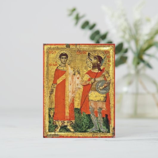 Iconic Saint Christopher met Soldier Briefkaart (Staand voorkant)
