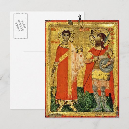 Iconic Saint Christopher met Soldier Briefkaart (Voorkant / Achterkant)