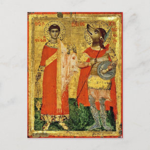 Iconic Saint Christopher met Soldier Briefkaart
