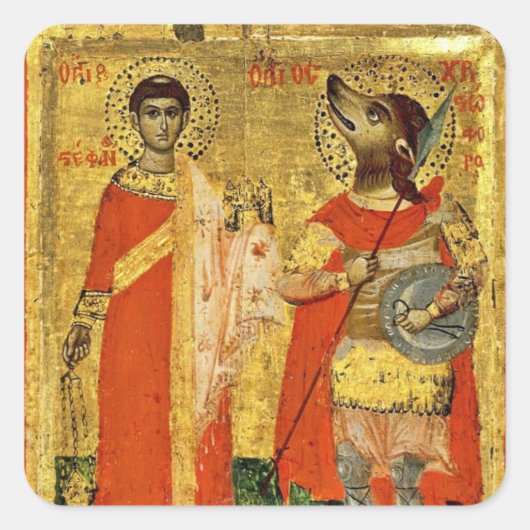Iconic Saint Christopher met Soldier Vierkante Sticker (Voorkant)