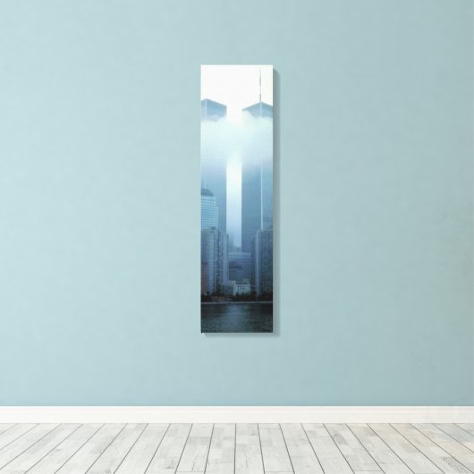 Iconic Twin Towers Behind Cloud Vertical Canvas (Insitu (Houten vloer))