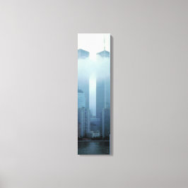 Iconic Twin Towers Behind Cloud Vertical Canvas Afdruk