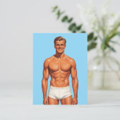 Iconic Vigor: Solo Portrait in Retro Style Briefkaart (Staand voorkant)